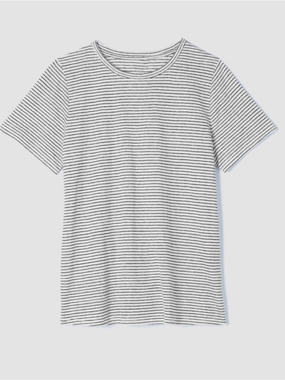 Eileen Fisher White Tee with Thin Black Stripes
